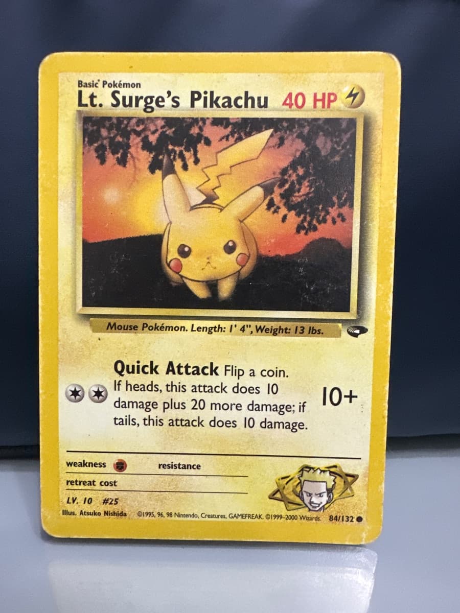Vintage Pokémon Lot – Lt. Surge’s Pikachu, Brock’s Primeape + Trainers (8 cards)